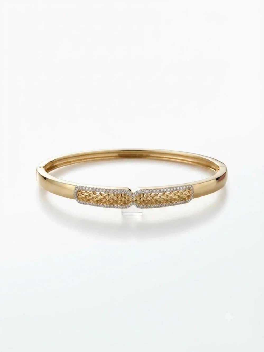14/18k Gold - Filled Pave Crisscross Bangle Bracelet